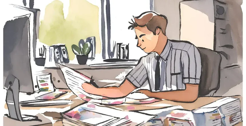 Un imprenditore seleziona dei CV per trovare i dipendenti per la propria azienda